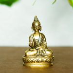 Ekhasa 100% Pure Brass Gautam Buddha Statue (7 cm) | Buddha Idol for Home Decor, Car Dashboard, Pooja Room, and Office Desk | Small Lord Buddha Murti for Home | Sitting Buddha Showpiece