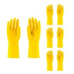 HOMESHOPA Household Rubber Gloves, Small 4 Pairs Yellow Cleaning Washing Up Gloves, Non Slip Kitchen Dishwashing Gloves with Cotton Lining, Flexible Long Sleeves Reusable Waterproof Latex Gloves