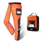 YARDMARIS Chainsaw Chaps, Chain Saw Apron Chaps with Pocket, Orange Hi-Vis Apron Chap 8-Layer Protective Chainsaw Chap - Small
