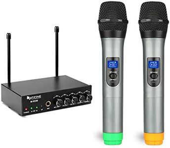 Fifine Wireless Microphone System for Karaoke, Dual UHF Cordless Handheld Microphone with UHF Receiver for Home Karaoke, Party, DJ, Wedding, Speech, Singing-K036