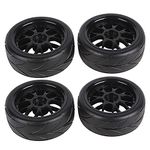 BQLZR Black Y shape Hub Wheel Rim & Tires 1:10 On-road Racing Car Pack Of 4