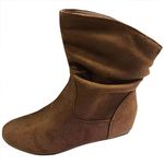 Suede Ankle Boots Women Low Heel Wide Fit Vintage Ladies Mid Calf Booties Girls Cowboy Western Biker Boot Flat Sole UK Size (013 Brown, Adult, Women, 7, Numeric, UK Footwear Size System, Medium)