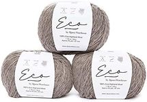 100% Eco Highland Wool Yarn Set of 3 Skeins (150 Grams) Worsted Weight Natural Colors (No Dyes) - Sourced Directly from Peru Heavenly Soft and Perfect for Knitting and Crocheting (Eco Gray)