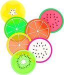 DomeStar Fruit Coaster, 7PCS 3.5" Non Slip Car Coaster Heat Insulation Colorful Unique Slice Silicone Drink Cup Mat for Drinks Prevent Furniture and Tabletop Car Decor