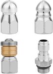 3pcs Sewer Jetter Nozzle, Stainless Steel Sewer Jetting Nozzles for Pressure Washer Drain Jetting Hose Nozzle Tip Kit with NPT 1/4 Inch Quick Connect Interface, Pressure up to 5000 PSI