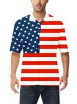 AOBUTE Mens Patriotic Polo Shirts July 4th American Flag Golf Activewear Tops, Usa Flag, Medium