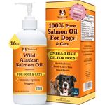 Natural Dog Company Wild Alaskan Salmon Oil for Dogs, Omega 3 & 6 Supplement with EPA & DHA, Supports Immune System, Heart Health, Joint Function, Skin & Coat, All-Natural, 16 Fluid Oz/473ml Bottle