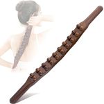 Goodtar Wood Massage Stick Tools Wooden Therapy Scraping Lymphatic Drainage Massager, Double Row 20 Beads Point Treatment Gua Sha Tools for Back Leg Whole Body