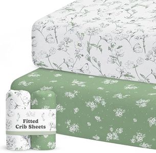 Crib Sheets Neutral - Fitted Baby Crib Sheets Bed for Girl Boy - 2 Pack Standard & Toddler Mattress (Butterfly Garden) - Buttery Soft Organic Cotton Blend
