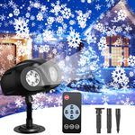 Nextronix Christmas Projector Lights Outdoor Indoor, LED Snowflake Projector Lights IP65 Waterproof, Adjustable Rotating Holiday Projection Lamp Decoration for Christmas Xmas Holiday, New Year, Party