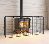 Calidola Extendable Fireplace Guard, Adjustable Width 92cm to 168cm, Wall Mounted Fire Screen for Hearth Safety, Black Powder Coated Metal Mesh Panel, Fits Most Fireplaces & Stoves (86.5x45.5x66.5cm)