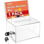 VOISEN Clear Donation Box with Lock