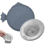 WOKDADA Shower Drain Cover, Non-Slip Shower Drain Hair Catcher, Anti-Clog Stainless Steel Drain Protector with Silicone Stopper, Fit for UK Standard Flat Drains of Bathroom (Patented Product)