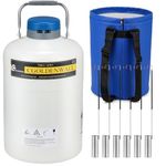 CGOLDENWALL 10L Cryogenic Container Liquid Nitrogen LN2 Tank Dewar Liquid nitrogen dewar Aluminum Alloy with 6 Canisters and Carry Bag (10L)