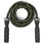 Rx Smart Gear Drag Jump Rope w/ Non Slip Ergonomic Handles - Weighted Polypropylene Rope for Fitness & Exercise, Cardio Workout, WOD | Speed Jumping Rope for Men & Women (Camo, Medium)