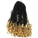 HASTHIP® 100Pcs Lobster Clasp Lanyard Loops 2.6 inches Mini Landyard Loops with Golden Lobster Clasps Lanyard Loops for DIY Phone Charms, Keychains, Bag Charms, DIY Crafting Accessories