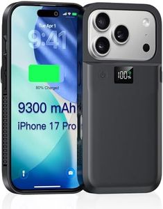 PANDUK 9300mAh Battery Case for iPhone 17 Pro(6.3") - x1.9 Extra Battery Life|Bidirectional USB-C|Easy-Fit Silicone Protection|Wireless Charging|Pass-Through Charging & Data Sync|Digital LED Display