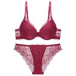 Sencylife Sexy Bras for Women Lace Push Up Padded Underwire Lift Up Support Everyday Bra Set WineRed 32B