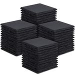 48 Pieces Slate Drink Coasters, GOH DODD 4 Inch Black Stone Coasters Bulk Cup Coaster Set with Anti-Scratch Bottom for Bar Kitchen Home Apartment, Square