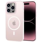 HGH Magnetic Case for iPhone 14 Pro Max Compatible With MagSafe, Ultra-thin All-round Protection, Shockproof And Translucent Matte Cover Camera Protect Phone case for iPhone 14 Pro Max 6.1" Pink