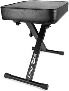 RockJam KB100 Adjustable Padded Keyboard Bench, X-Style, Black