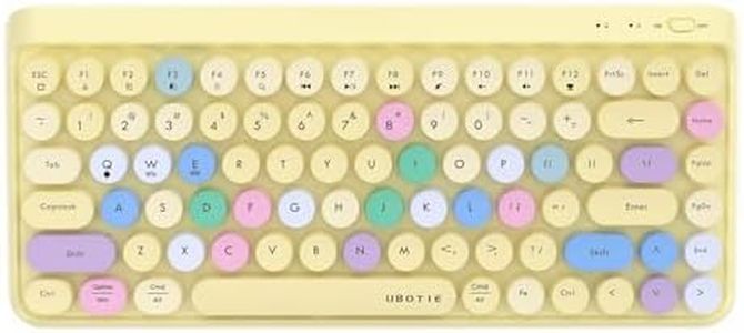 UBOTIE Portable Bluetooth Colorful Computer Keyboards, Wireless Mini Compact Retro Typewriter Flexible 84Keys Design Keyboard