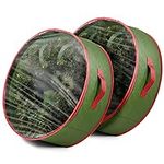 ZOBER Christmas Wreath Storage Container - 24 Inch Wreath Storage Bag - Dual Zippered Wreath Bag - Durable Stitch Reinforced Handles - Non-Woven Wreath Christmas Storage - 2 Pack