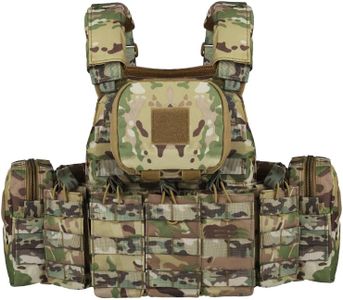 YAKEDA Tactical Outdoor Airsoft Vest, Modular Quick Release Buckles with Adjustable Multi-Functional Pouches, Lightweight MOLLE Training Vest for Outdoor Games & Tactical Activities (CAMOU)