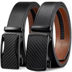 BOSTANTEN Mens Belt Leather 2 Pack Ratchet Belt For Men Gift Dress and Casual with Adjustable Buckle, Trim to Fit