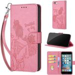 for iPhone 6 / 6S Case, Embossed Premium PU Leather Folio Flip Notebook Wallet Cover Compatible with iPhone 6 / 6S Phone Case [Magnet Closure][Kickstand][Card Slots], Pink Girl