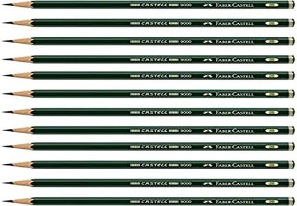 Faber-Castell Castell 9000 Graphite Pencil, 2B - Pack of 12 (10-117102)