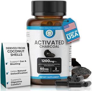 TRUEMED Activated Charcoal Capsules 1200 mg – Organic Activated Charcoal Pills Derived from Coconut Shells for Stomach & Digestive Support – Natural Detox & Bloating – Made in USA – 60 Capsules
