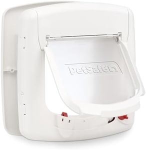 PetSafe Magnetic 4 Way Locking Deluxe Cat Flap - Selective Entry for Secure Access - White & Woodgrain