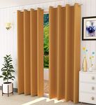 Home cloud Premium Thick Smooth Glossy Polyester 100% Blackout Curtains for Long Door 9 Feet-[ 4 Feet x 9 Feet] Set of 4 Pieces- Color-Gold