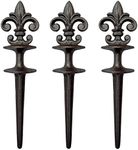 Lulu Decor, Antique Black Cast Iron Garden Fleur de lis Hose Guides, Set of 3. Strong and Decorative Hose Guide that Protects Your Plants and Provides Elegance to Your Garden