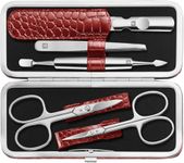 ZWILLING CLASSIC INOX manicure set pedicure kit, stainless steel nail care, cowhide, crocodile edition, 5 pieces, red