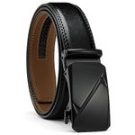 Leather Belts for Men YOORAN Ratchet Belt Sliding Buckle for Dress Pants Casual & Work 1 3/8" Easily Adjustable Size