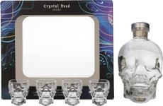 Crystal Head Vodka Gift Pack with Shot Glasses 70cl, 40% ABV - Award-Winning Premium Distilled Vodka Filtered through Crystal - Includes Crystal Glass Skull Bottle and 4 Skull Shot Glasses