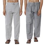 Aatman One Size Men's Eco-Friendly Cotton Casual Style Pyjama Pack Of 2 Fits Waist Size 28 To 36 Inches_At13At17, Grey