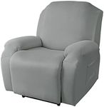 FANSU Recliner Chair Covers 1 Seater for Armchairs with Pockets, Stretch Recliner Slipcover for Electric Chair, Sofa Covers Furniture Protector for Living Room (1 Seater,grey)