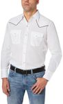 ELY CATTLEMAN Men's Contrasting Piped Yoke Western Shirt White X-Large