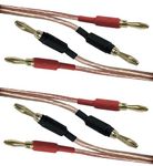 electrosmart 2 x 2m Speaker Cable with Fitted 4mm Banana Plug Connectors 14 AWG Transparent Wire