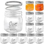 12 Pack Wide Mouth Mason Jars with Airtight Lids and Bands, 16oz Glass Canning Jars, Mason Spice Jar, Food Safe Jam Jar for Food Storage, Honey, Jelly, Wedding Favors, DIY Projects