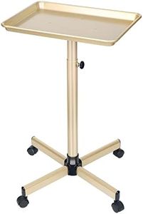 Salon Tray, Champagne Gold Salon Tray, Salon Tray Cart with Adjustable Height, Salon Tray on Wheels, Ideal Use As Tattoo Tray&Deantal Tray, No-Rusting