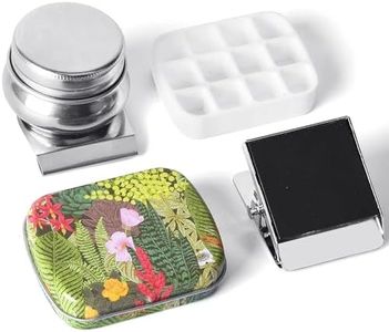 qianshan Portable Mini Tin Box 12-Well Empty Watercolor Palette Paint Mixing Tray,Small Paint Storage Travel Artist DIY Paints Outdoor Sketch Watercolor Kits with Magnetic Clip and Oil Pot.Selva