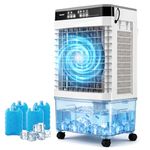 COSTWAY 15L/20L/27L Evaporative Air Cooler, 3-in-1 Oscillating Swamp Cooler/Fan/Humidifier with 3 Speeds, 2 Modes, 4 Ice Packs, 12H Timer, LED Display & Remote Control for Home Office (15L, 1800 CFM)