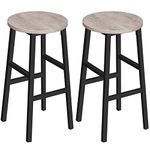 MAHANCRIS Set of 2 Bar Stools, Round Bar Chairs with Footrest, 62 cm Height, Kitchen Breakfast Bar Stools, Industrial Bar Stools, Strong Metal Frame, for Dining Room, Rustic Brown BAHG0201Z