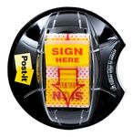 Page Flags in Dispenser, ""Sign Here"", Yellow, 200 Flags/Dispenser, Sold as 200 Each