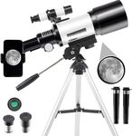 Telescope for Kids Adults Beginners, 70mm Aperture Professional Astronomy Refractor HD Telescopes with Adjustable Tripod, Phone Adapter and Moon Filter