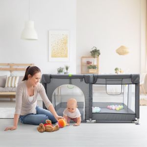 Kidoola Baby Playpen, Grey 127x127cm – Safe Indoor Play Yard